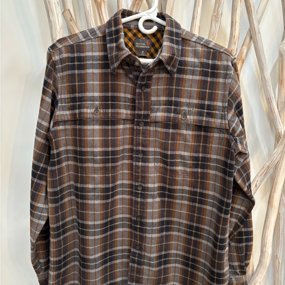 Royal Robbins Brown and Black Casual Button Down Shirt